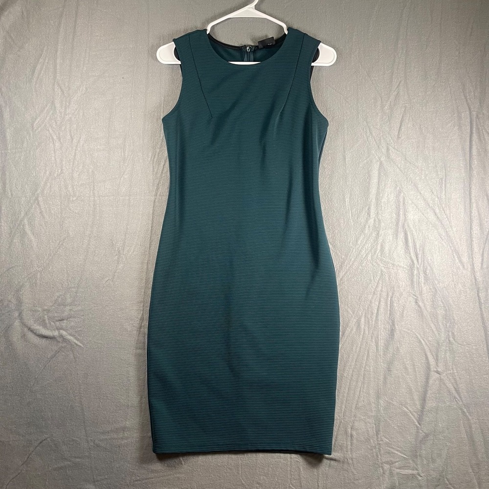 Mossimo Womens Small Teal Green Sleeveless Sheath Dress Stretch Textured Bodycon